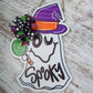 Spooky Halloween Ghost Door Hanger - Glitter Polka Dot Bow Door Decor; Purple Orange Green - Pink Door Wreaths