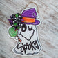 Spooky Halloween Ghost Door Hanger - Glitter Polka Dot Bow Door Decor; Purple Orange Green - Pink Door Wreaths