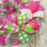 Spring Summer Door Wreath Mother's Day Gift - Everyday Door Decor - Pink Yellow Lime Green White - Pink Door Wreaths