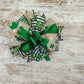St. Patrick's Day Clover Black White Green Lantern Wreath Bow - Burlap Wreath Embellishment for Making Your Own - Layered Full Handmade Farmhouse Already Made - Pink Door Wreaths