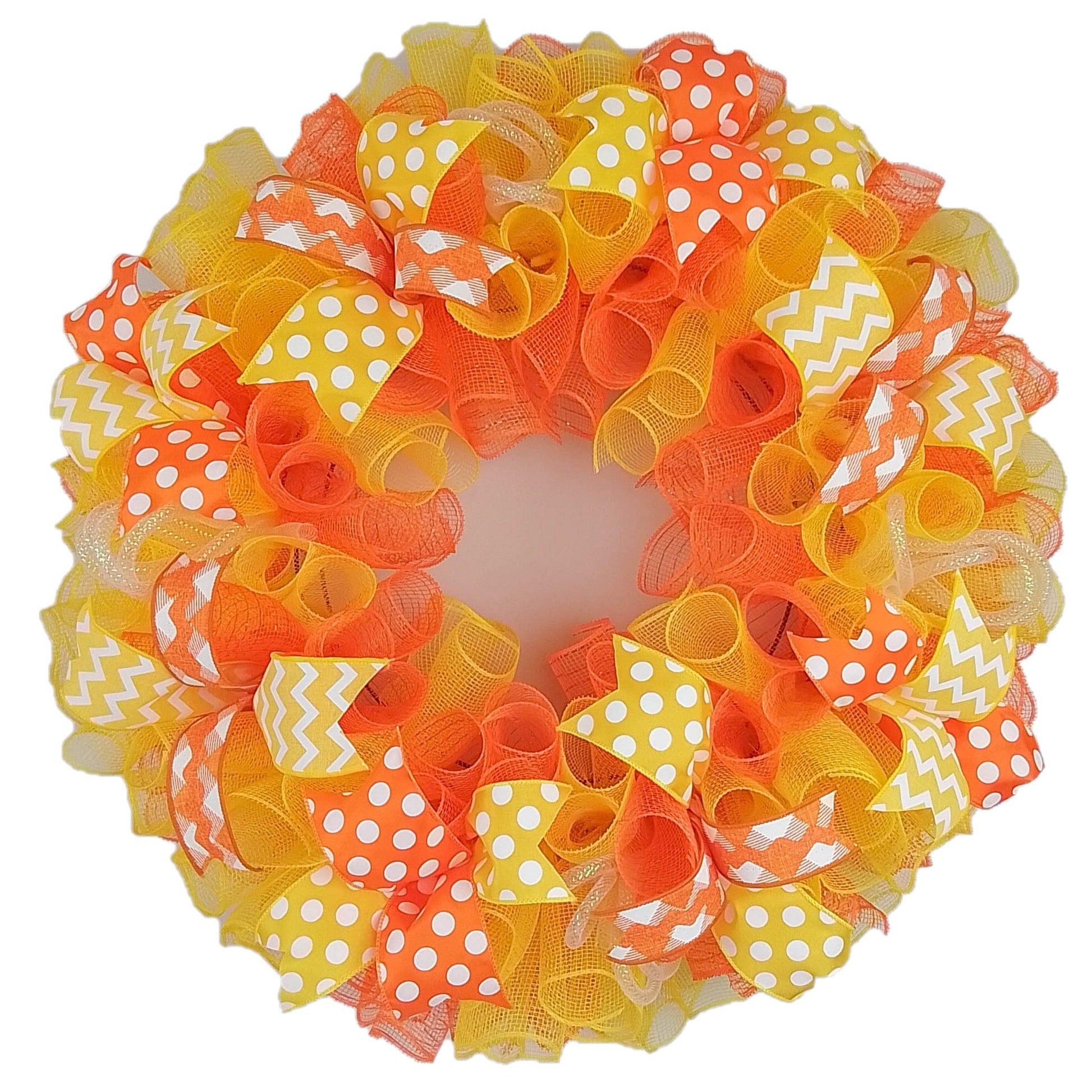 Summer Spring Welcome Front Door Outdoor Wreath; Orange Yellow White - Pink Door Wreaths