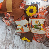 Sunflower Scarecrow Mesh Front Wreath | Thanksgiving Fall Front Door Wreath - Pink Door Wreaths