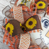 Sunflower Scarecrow Mesh Front Wreath | Thanksgiving Fall Front Door Wreath - Pink Door Wreaths