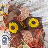 Sunflower Scarecrow Mesh Front Wreath | Thanksgiving Fall Front Door Wreath - Pink Door Wreaths