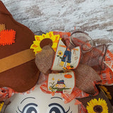 Sunflower Scarecrow Mesh Front Wreath | Thanksgiving Fall Front Door Wreath - Pink Door Wreaths