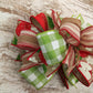 Teacher Apple Lantern Wreath Bow - Burlap Wreath Embellishment for Making Your Own - Layered Full Handmade Farmhouse Already Made (Teacher (Red/White/Green) - Pink Door Wreaths