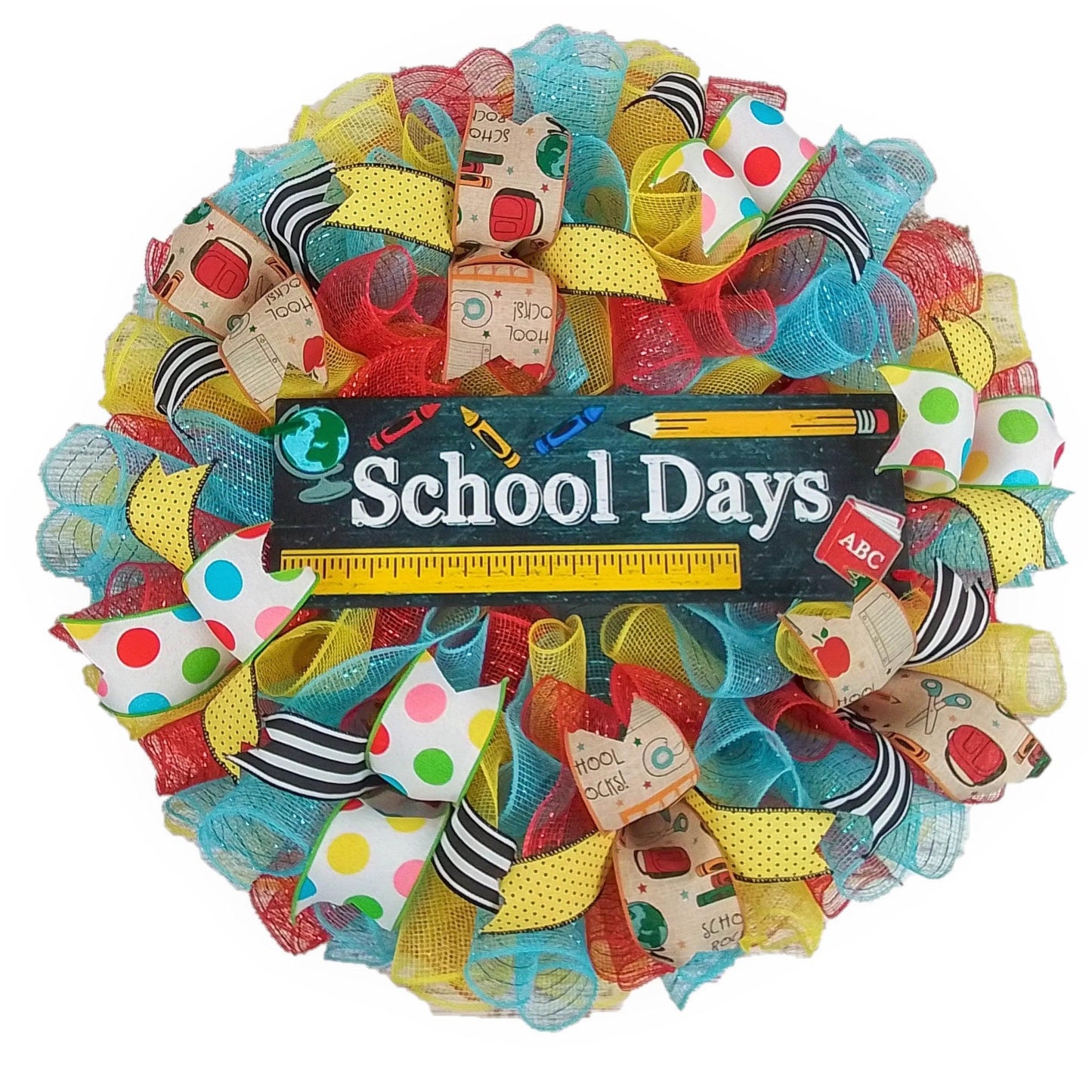 Teacher Classroom Gift | End of School Year Present | Red Yellow Blue Chalkboard - Pink Door Wreaths