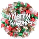 Traditional Christmas Wreath | Red Emerald Green White Mesh Christmas Decor - Pink Door Wreaths