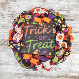 Trick or Treat Door Wreath | Orange Black Halloween Front Door Wreath - Pink Door Wreaths