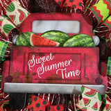 Watermelon Door Wreath - Farm Truck Spring Door Decor - Sweet Summertime - Red Lime Green Emerald - Pink Door Wreaths