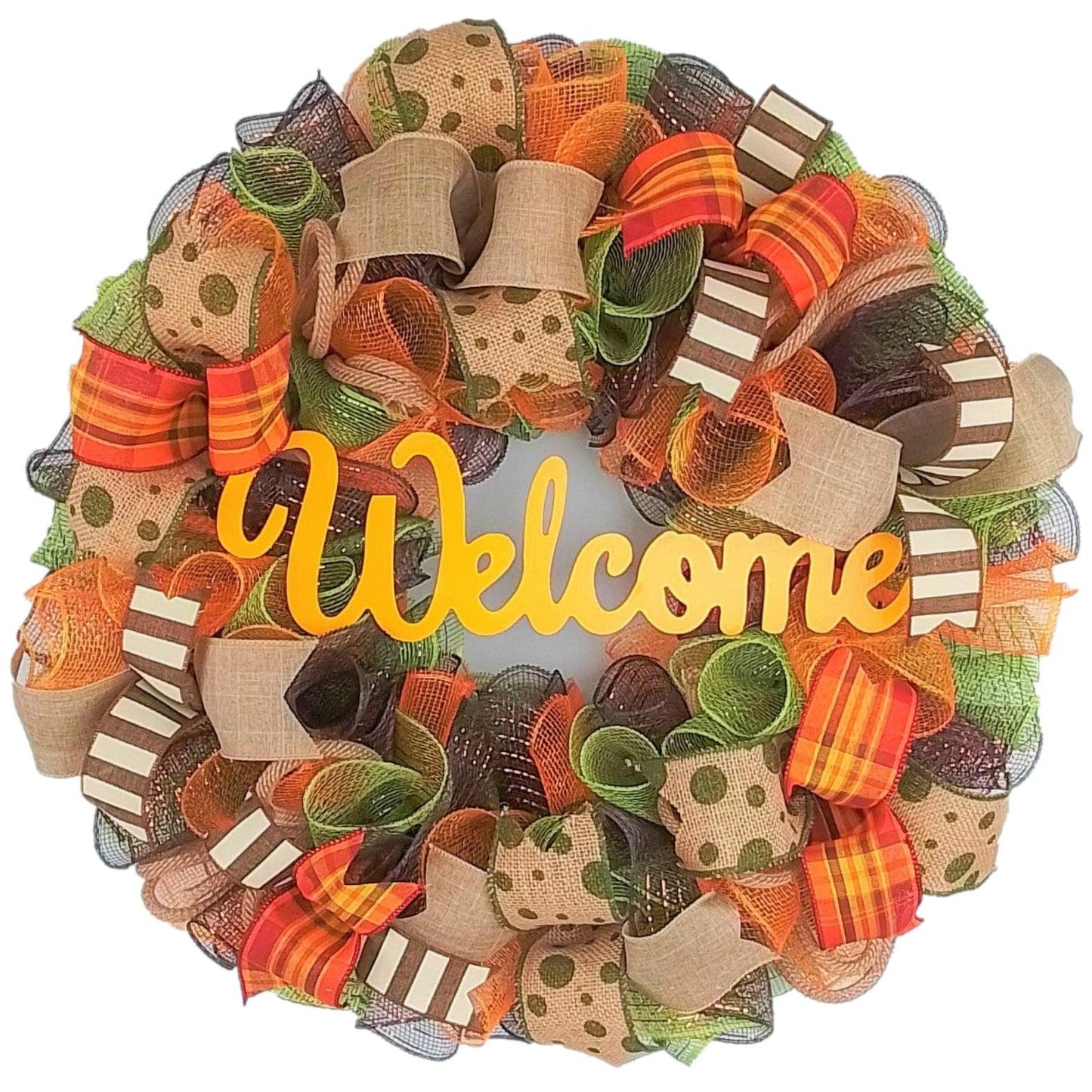Welcome Fall Wreaths, Thanksgiving Front Door Wreath, Green, Brown : F1 - Pink Door Wreaths