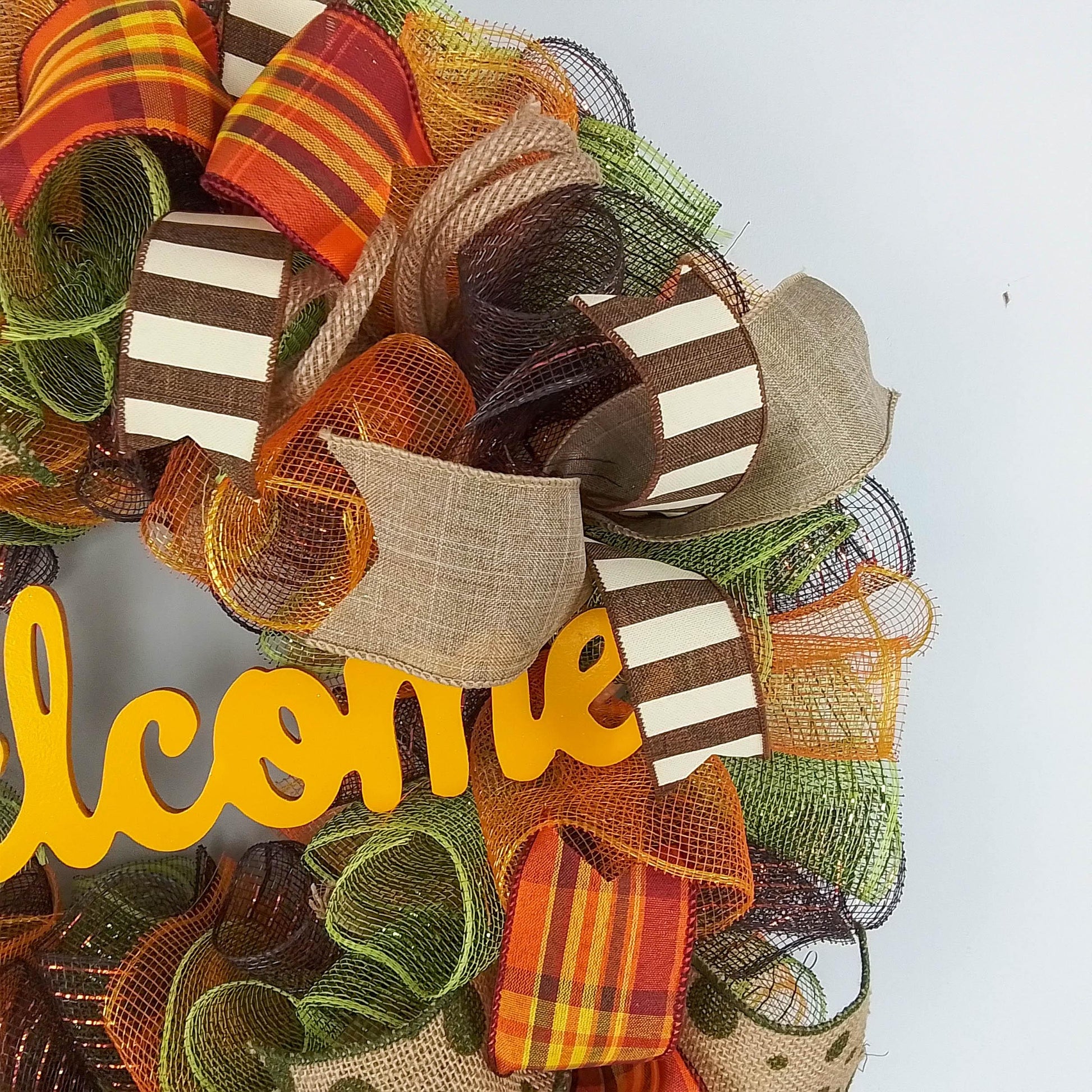 Welcome Fall Wreaths, Thanksgiving Front Door Wreath, Green, Brown : F1 - Pink Door Wreaths