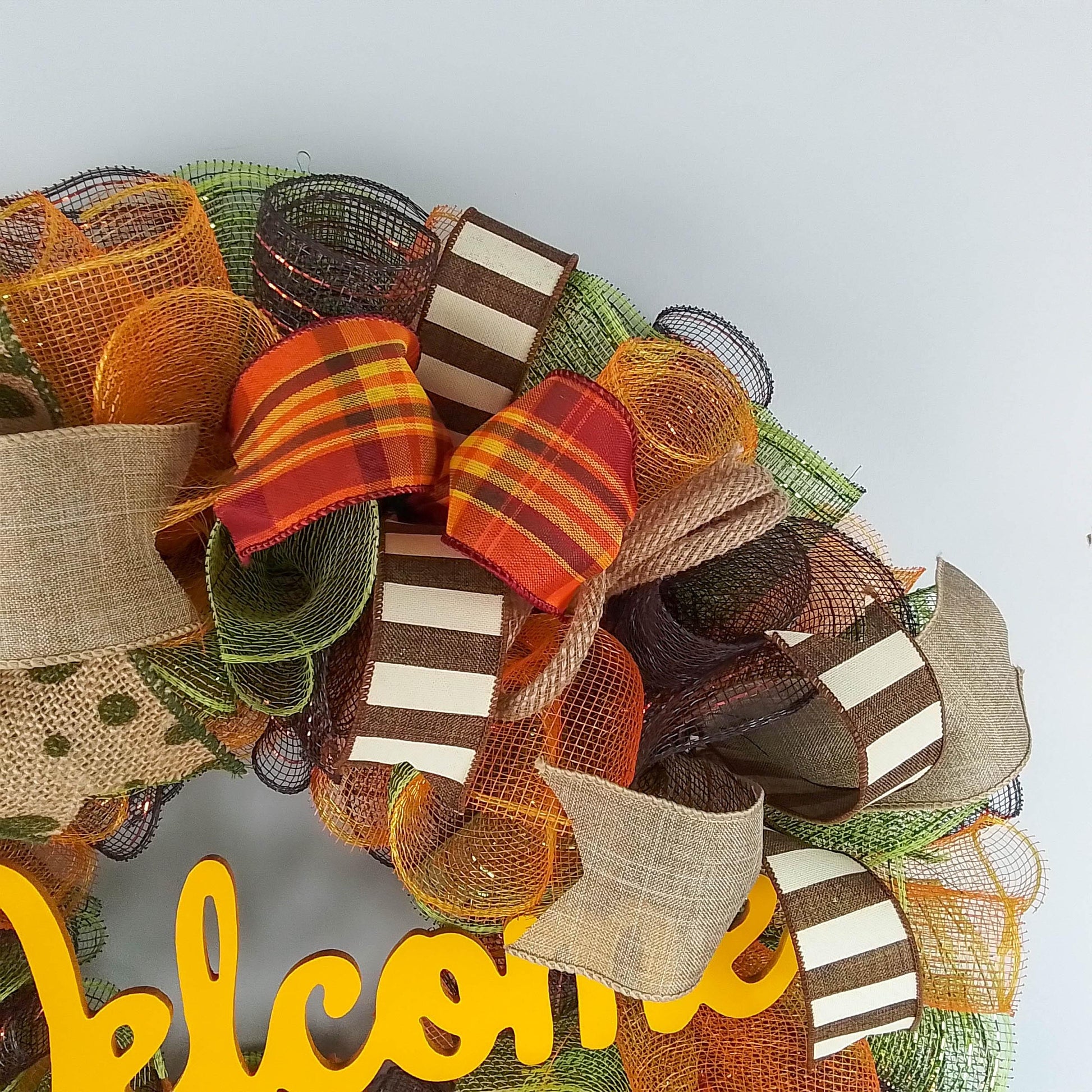 Welcome Fall Wreaths, Thanksgiving Front Door Wreath, Green, Brown : F1 - Pink Door Wreaths