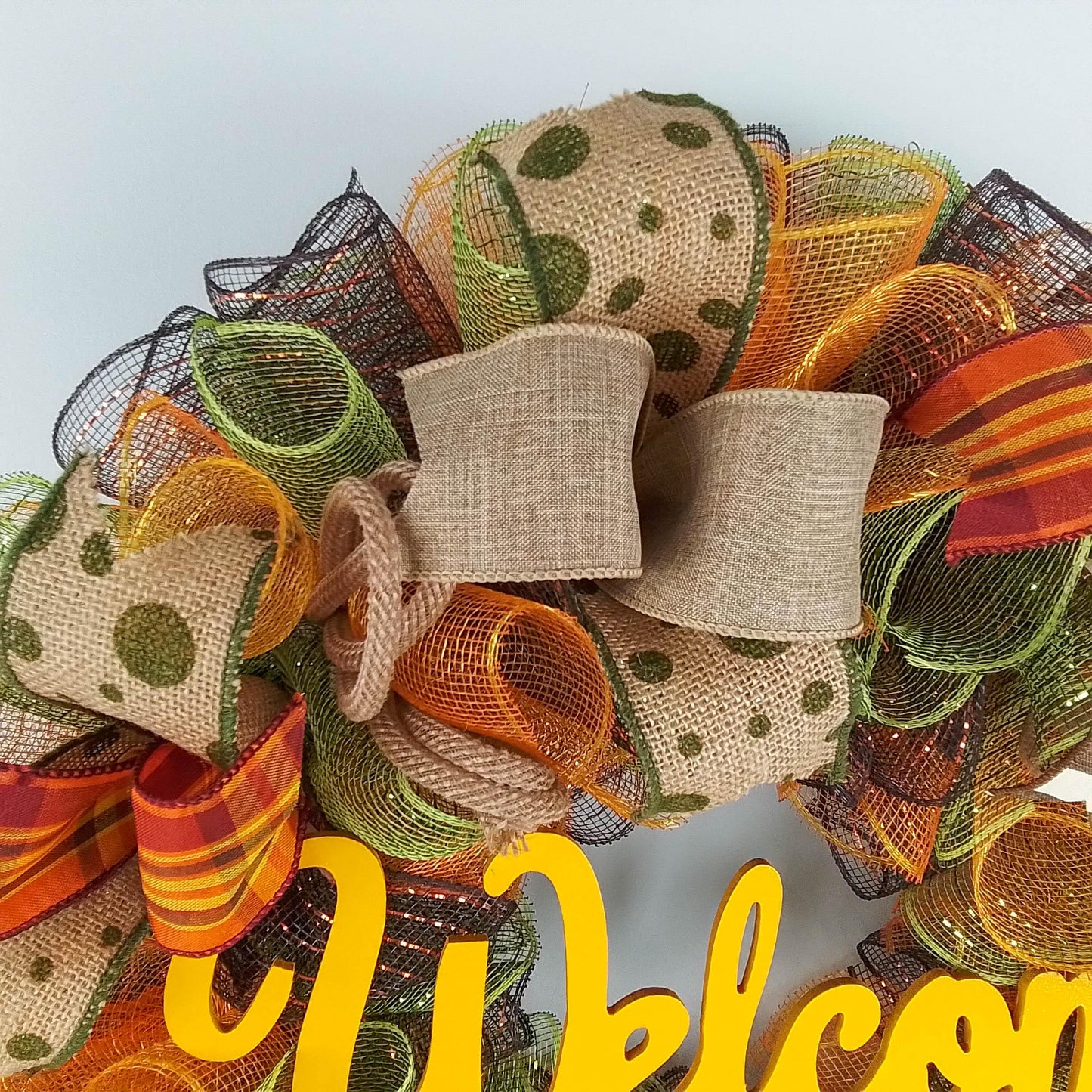 Welcome Fall Wreaths, Thanksgiving Front Door Wreath, Green, Brown : F1 - Pink Door Wreaths