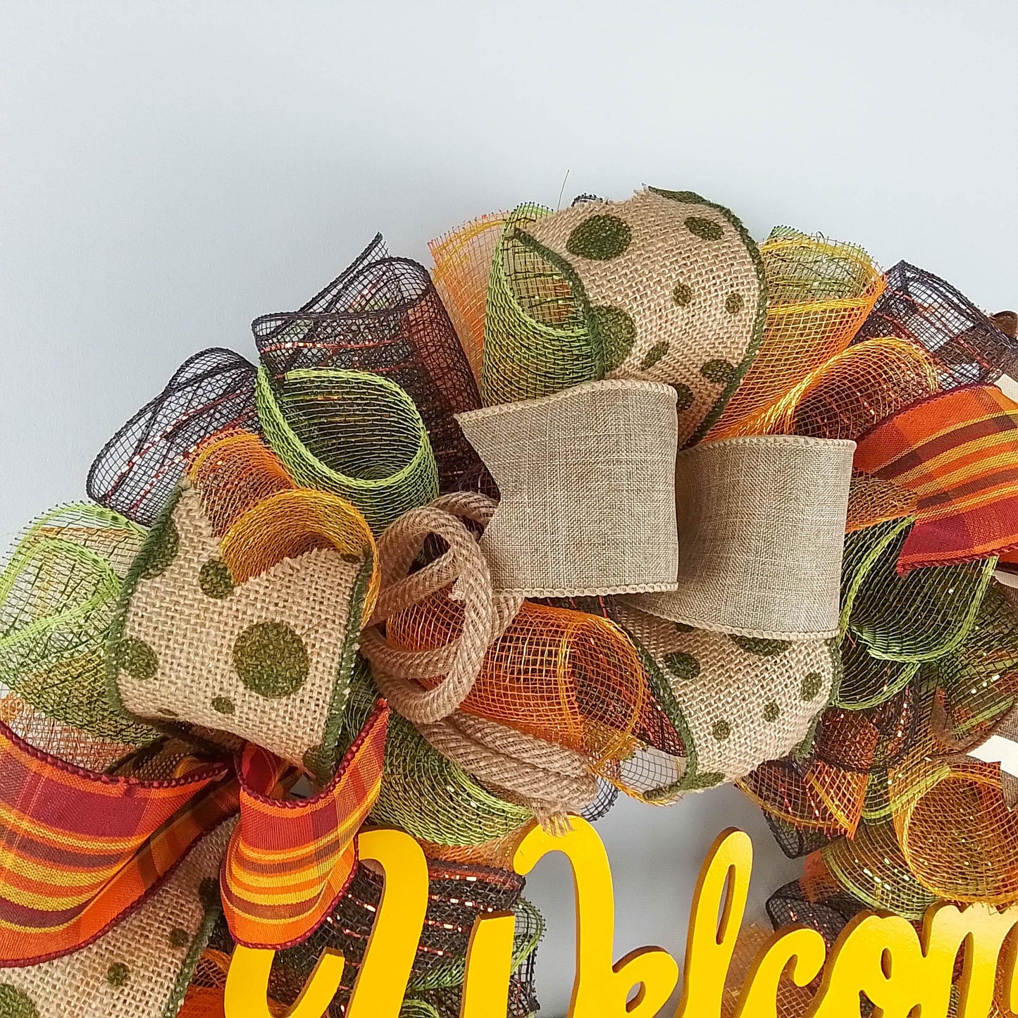 Welcome Fall Wreaths, Thanksgiving Front Door Wreath, Green, Brown : F1 - Pink Door Wreaths