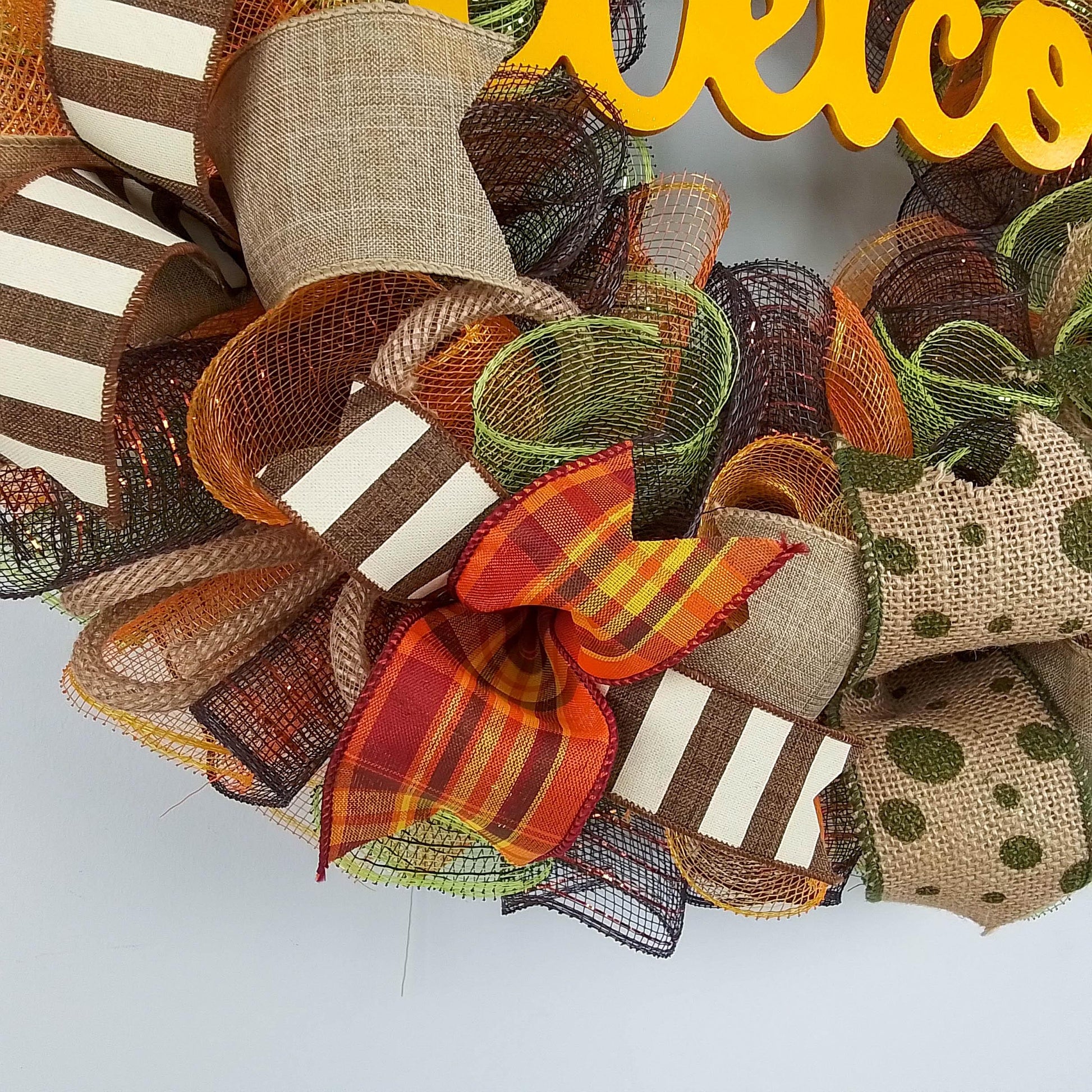 Welcome Fall Wreaths, Thanksgiving Front Door Wreath, Green, Brown : F1 - Pink Door Wreaths