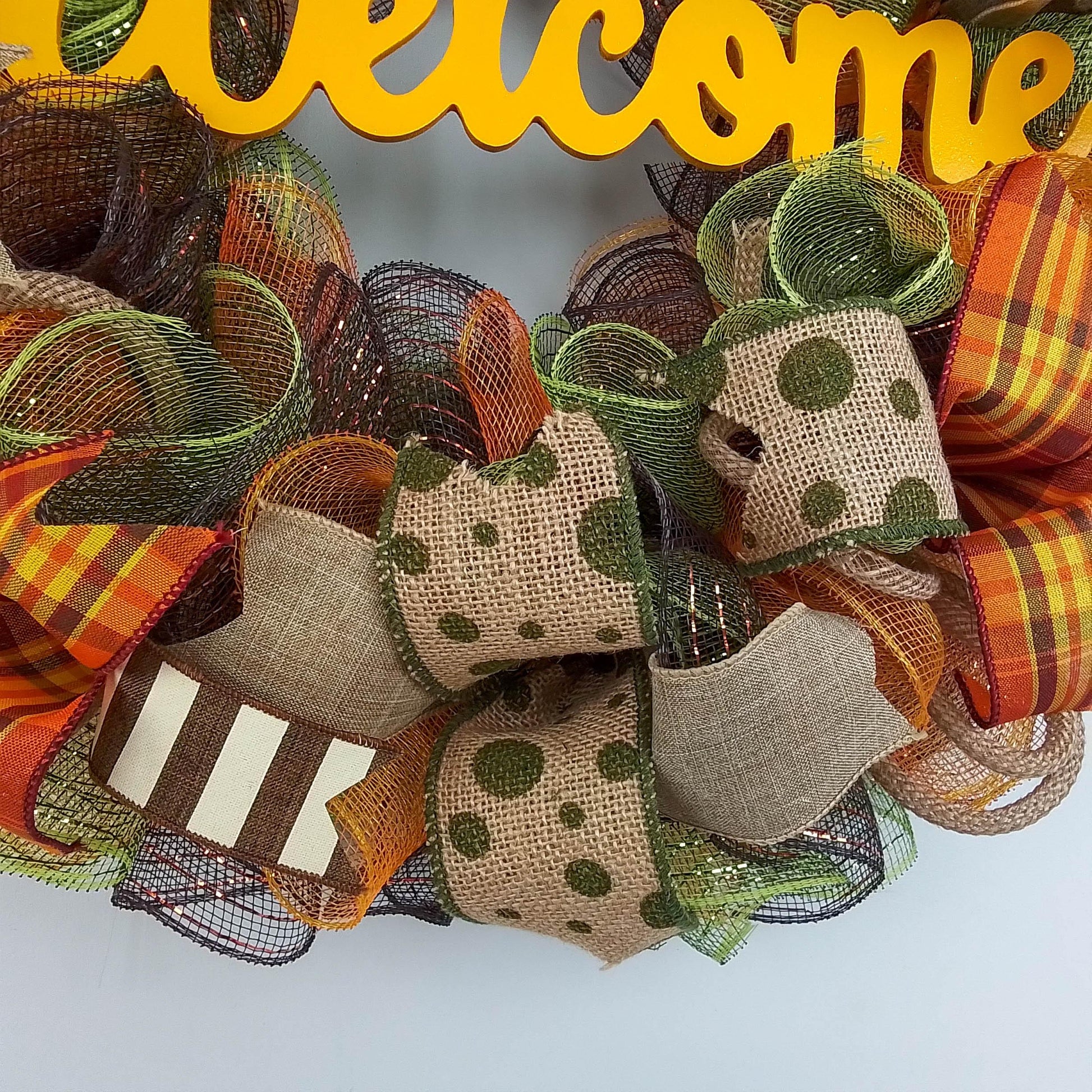 Welcome Fall Wreaths, Thanksgiving Front Door Wreath, Green, Brown : F1 - Pink Door Wreaths