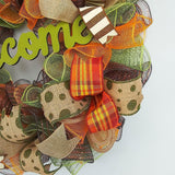 Welcome Wreath for Fall, Green Front Door Wreath for Thanksgiving : F1 - Pink Door Wreaths
