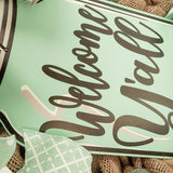 Welcome Y'all Mason Jar Wreath | Grey Burlap Spring Decor | Wedding Gift | Mint Black White - Pink Door Wreaths