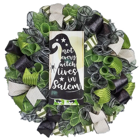Witch Halloween Wreath - Not Every Witch Lives in Salem - Pink Door Wreaths