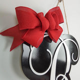 Wooden Monogram Door Hanger | Newlywed Gift | Initial Letter Door Wreath with Bow - LOTS OF COLORS - Pink Door Wreaths