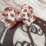 Wooden Sports Football Monogram Initial Letter Outdoor Front Door Hanger with Bow - Pink Door Wreaths