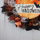 Jute Halloween Door Wreaths - Happy Halloween Moon Mesh Welcome Outdoor Front Door Wreath - Black Orange Bats
