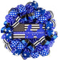 Police Officer Door Wreath - Hero Law Enforcement Support Decor - Blue Black White - Pink Door Wreaths