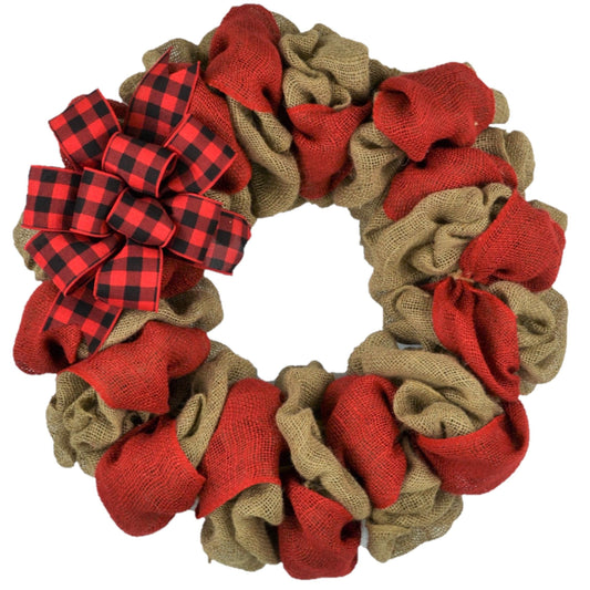 Buffalo Plaid Burlap Front Door Wreath - Black Red Everyday Year Round Decor - Pink Door Wreaths