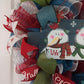 Snowman Wreath | Live Laugh Love Christmas Mesh Outdoor Front Door Wreath; Moss Denim Maroon