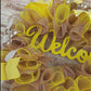 Mother's Day Gift | Jute burlap everyday year round welcome wreath; Yellow white brown