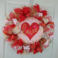 Love Valentines Wreath - Valentine's Day Decor - Gold Red Pink White Door Decorations