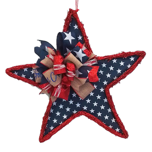 4th of July Grapevine Wreath - Star Navy Blue Red - Pink Door Wreaths