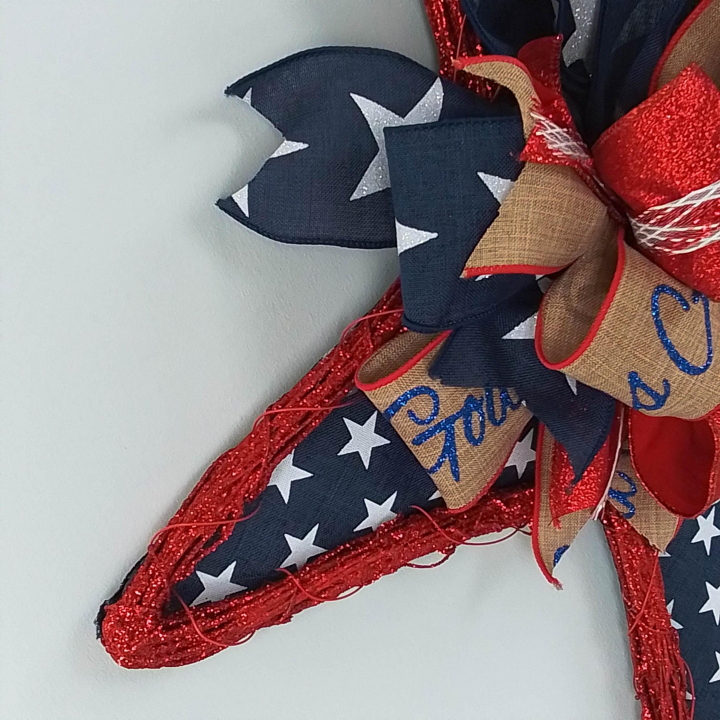 4th of July Grapevine Wreath - Star Navy Blue Red - Pink Door Wreaths