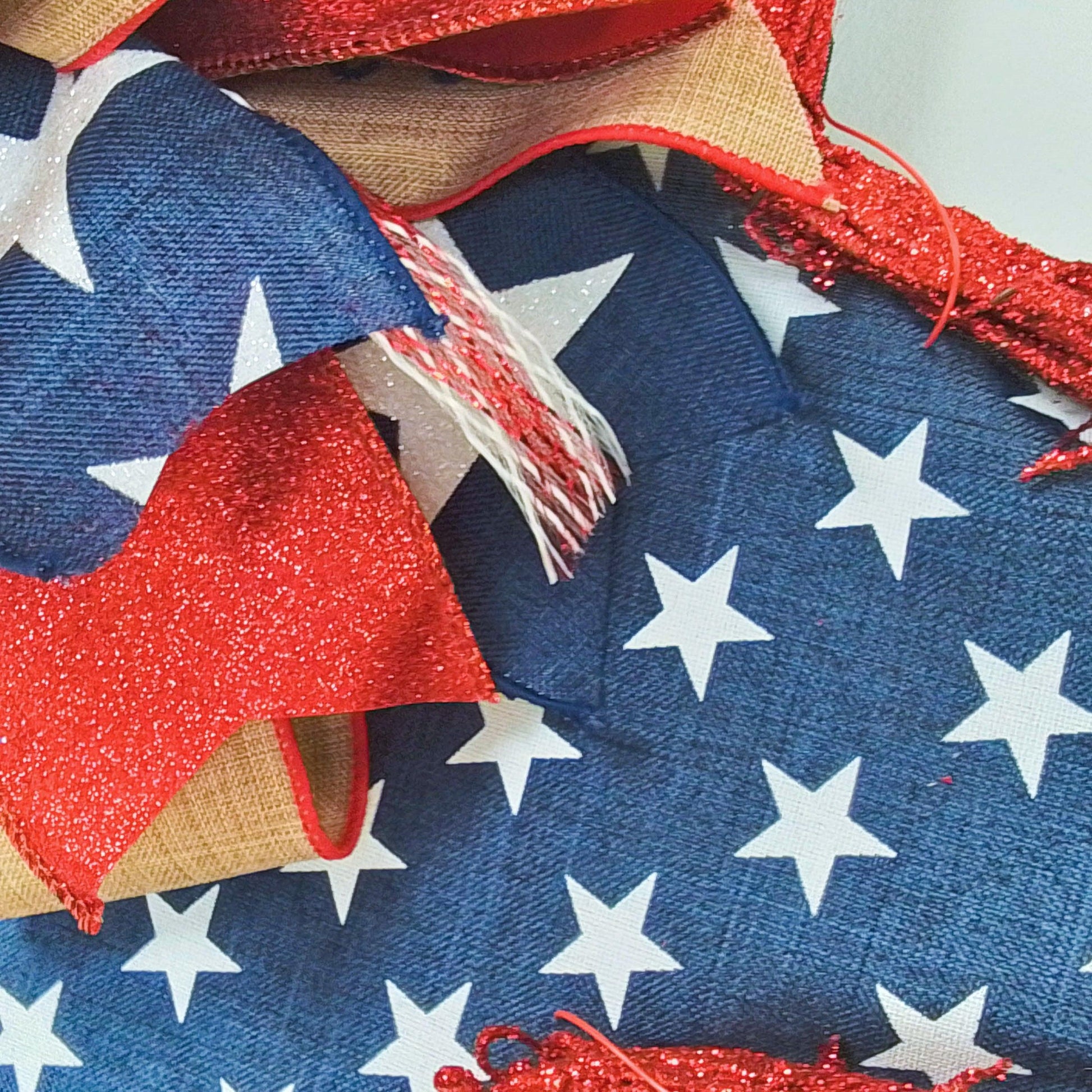 4th of July Grapevine Wreath - Star Navy Blue Red - Pink Door Wreaths