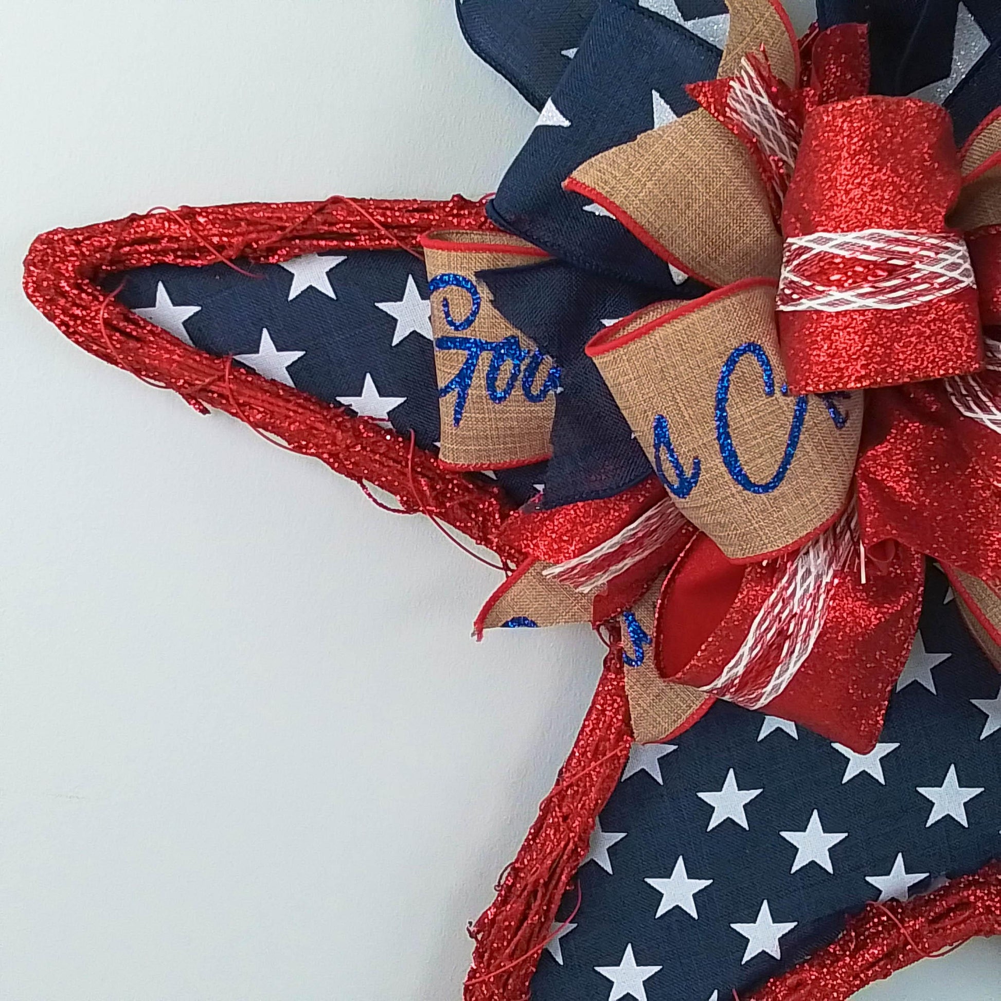 4th of July Grapevine Wreath - Star Navy Blue Red - Pink Door Wreaths