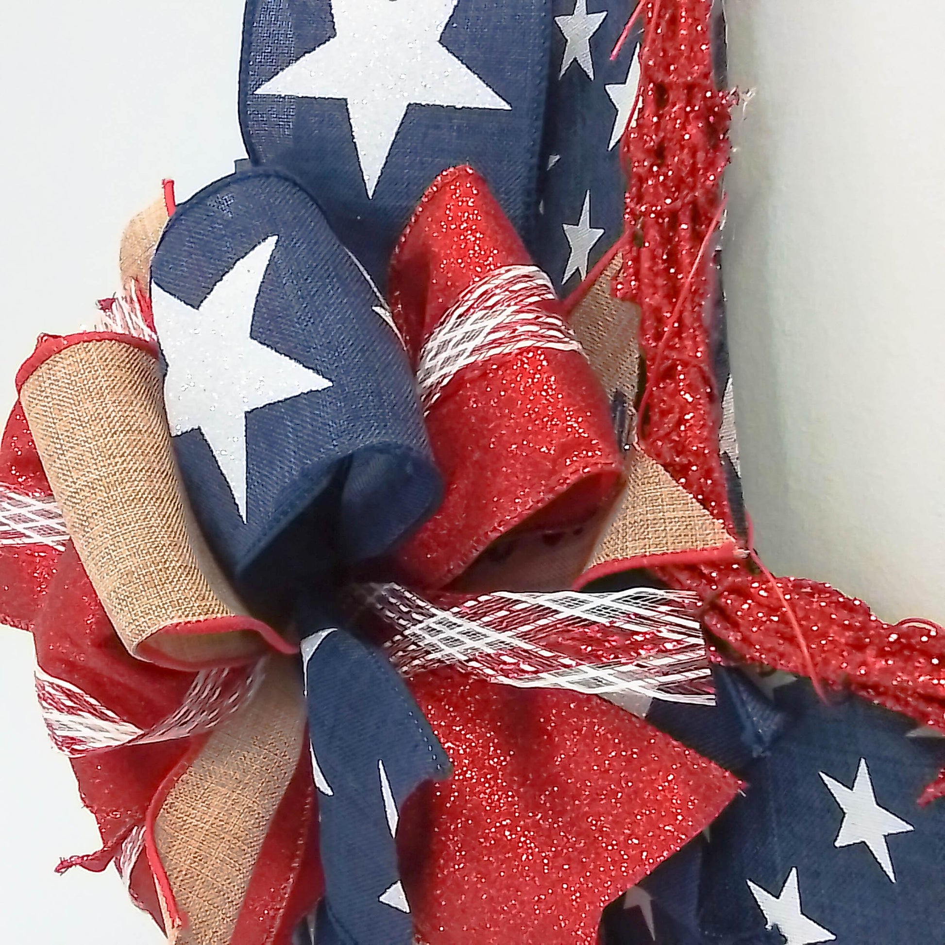 4th of July Grapevine Wreath - Star Navy Blue Red - Pink Door Wreaths