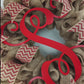 Red Chevron Burlap Monogram wreath | LOTS of colors!!