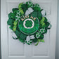 St Patricks Day Wreath - Kiss Me I'm Irish - Lime Green White Shamrock