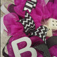 Bunco Dice Party Door Wreath; Pink, Black, White