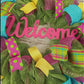 Wreath for Summer | Spring Welcome Wreath | Outdoor Front Door Wreath | Pink Yellow Green Turquoise 