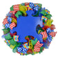 Autism Awareness Door Wreath puzzle piece; blue red yellow emerald - Pink Door Wreaths