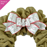 Baseball White Red Add On Wreath Bow - Wreath Embellishment for Already Made Wreath - Pink Door Wreaths