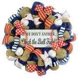 Baseball Wreath | We're at the Ball Field | Navy Blue Red White - Pink Door Wreaths