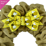 Bee Bumblebee Wreath Bow - Spring Wreath Embellishment for Making Your Own - Pink Door Wreaths