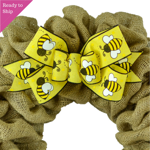 Bee Bumblebee Wreath Bow - Spring Wreath Embellishment for Making Your Own - Pink Door Wreaths