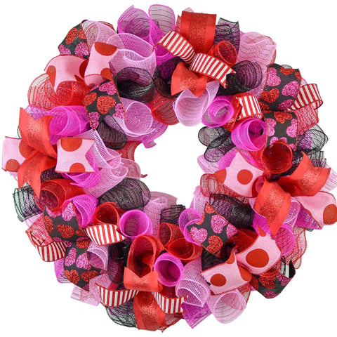 Bold Valentine's Day Wreath - Valentines Mesh Door Wreath - Valentine Wreath - Pink Door Wreaths