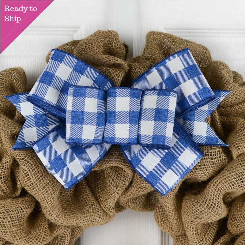 Buffalo Plaid Add On Wreath Bow - Wreath Embellishment for Already Made Wreath - Farmhouse Extra - Pink Door Wreaths