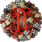 Buffalo Plaid Check Wreath - Front Door Outdoor Mesh Christmas Decor Red Black Burlap - Pink Door Wreaths