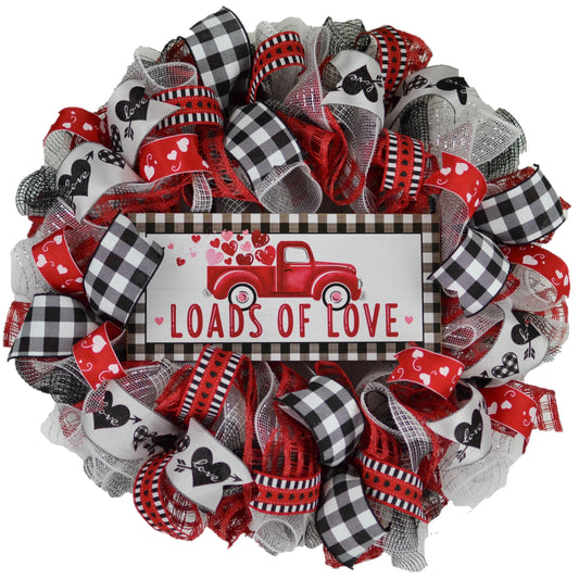 Buffalo Plaid Valentines Wreath - Loads of Love - Valentine's Day Decor - Pink Door Wreaths